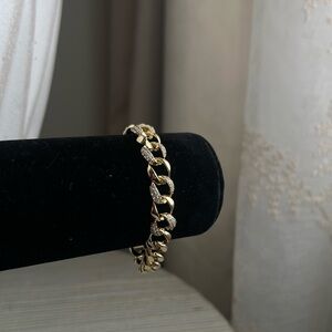 Alternating Gold and pavé linked Bracelet (medium links)